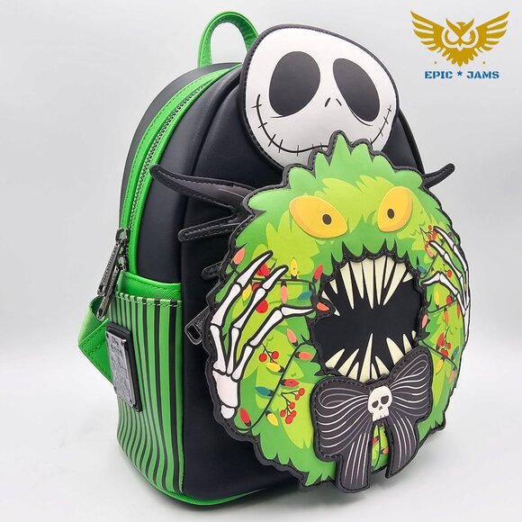 Loungefly Disney The Nightmare Before Christmas Jack Skellington Wreath Backpack - Picture 2 of 9